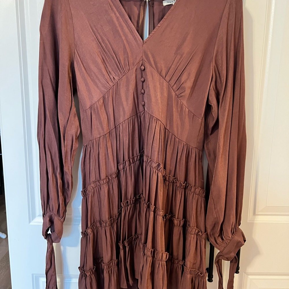 Elegant Maroon Long Sleeve Dress